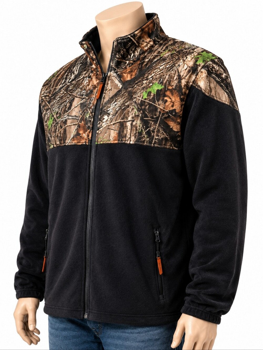 TrailCrest Camo Fleece Jacket Men 2XL Black Hunting Full Zip Heavy Outdoors 2XL
